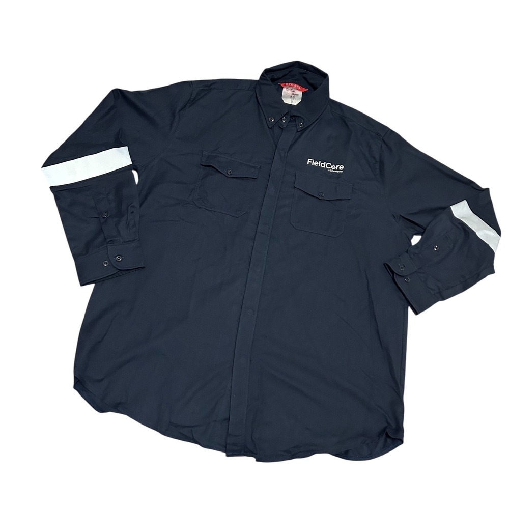 Strata Button up blue work shirt 3X style SFX310 ARC FR reflective‎ plant protec
